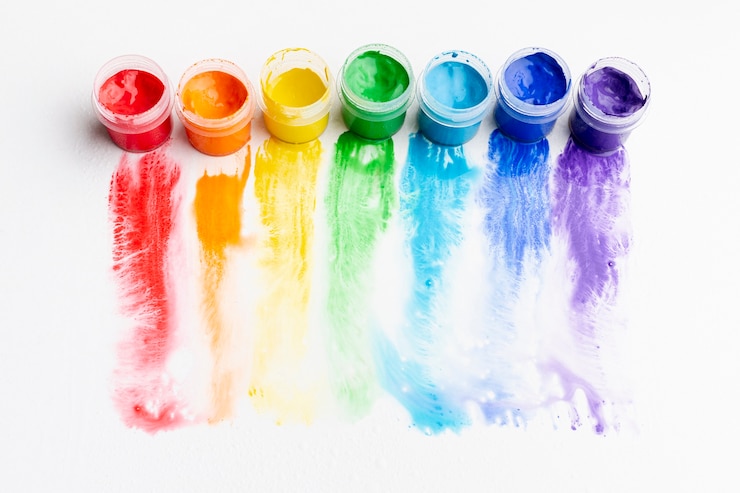 Photo gratuit angle élevé d'aquarelle colorée
