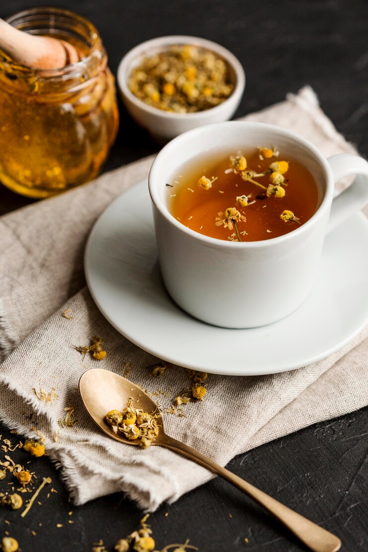 Photo gratuit angle élevé du concept de tisane
