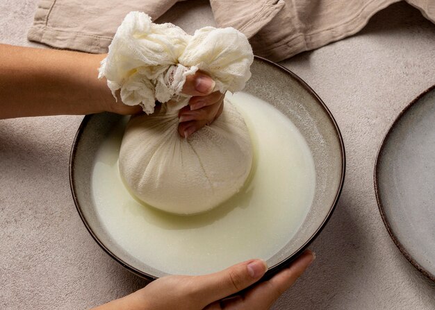 Angle élevé du processus de fabrication du fromage