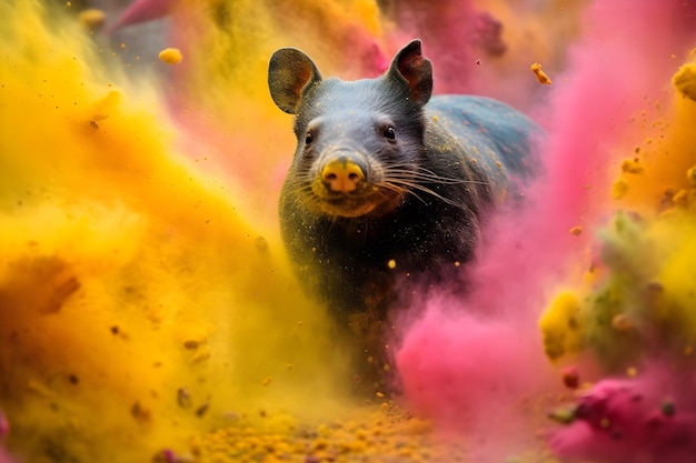 Photo gratuite animal recouvert de couleurs claires poudre sacrée
