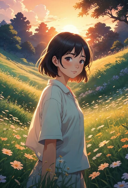 Anime comme illustration du portrait d'une fille