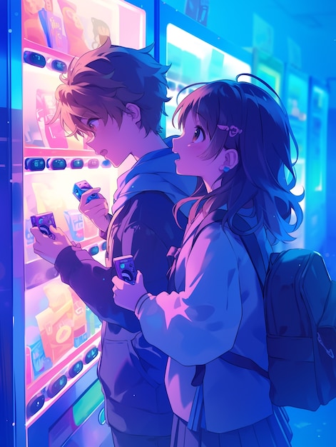 Photo gratuite anime style boy and girl couple