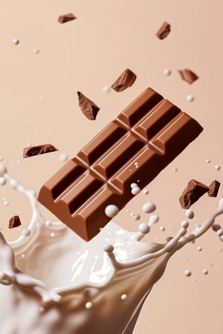 Photo gratuit annonce d'un dessert avec une barre de chocolat