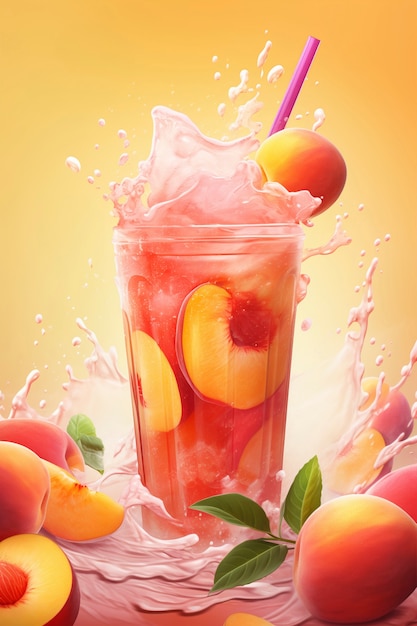 Photo gratuite annonce de jus avec verre et de fruits