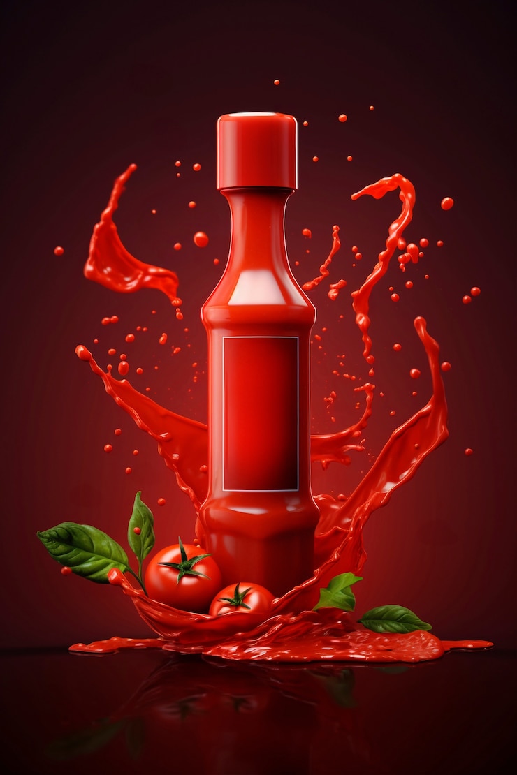 Photo gratuit annonce d'une sauce avec une bouteille