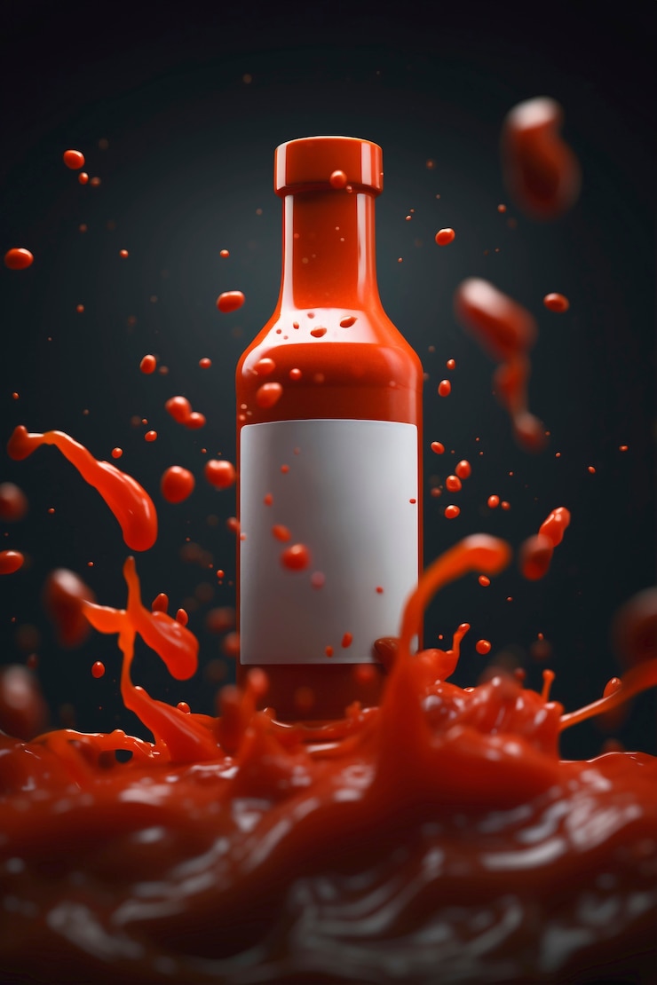 Photo gratuit annonce d'une sauce avec une bouteille