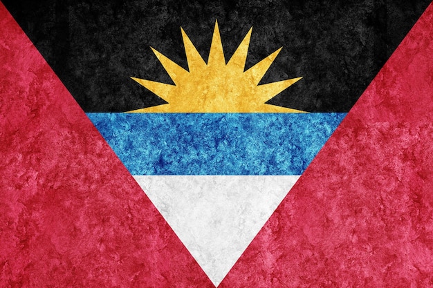 Photo gratuite antigua-et-barbuda drapeau métallique, drapeau texturé, drapeau grunge