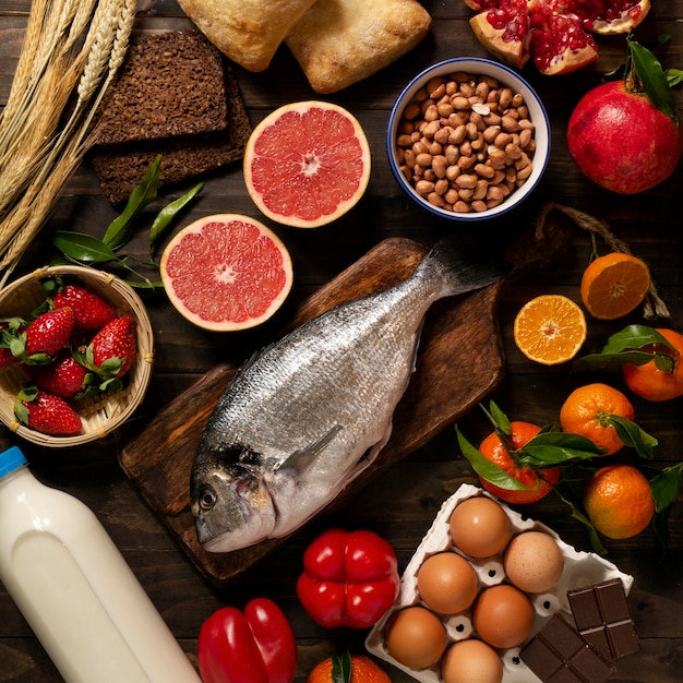 Photo gratuite aperçu des allergènes couramment trouvés dans les aliments