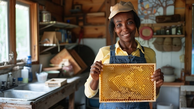 Photo gratuite apiculteur travaillant dans une ferme d'abeilles