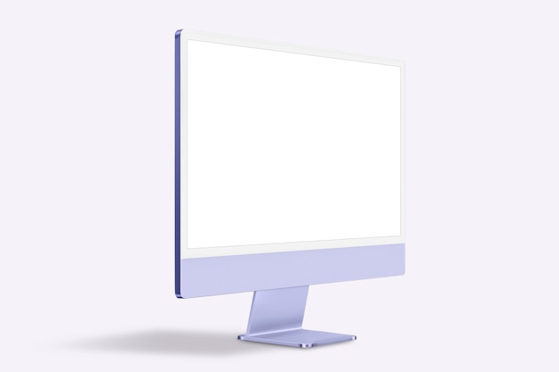 Appareil numérique à écran de bureau d'ordinateur minimal violet avec espace de conception
