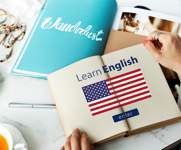 Apprendre l'anglais en ligne Concept d'éducation