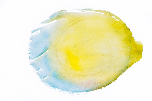 Aquarelle jaune et bleu sur fond blanc