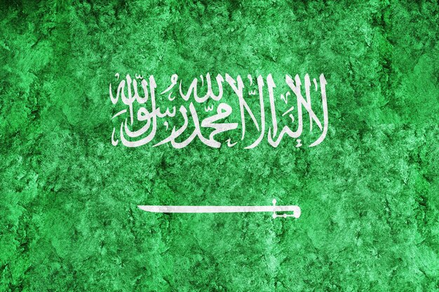 Arabie Saoudite Drapeau métallique, Drapeau texturé, drapeau grunge