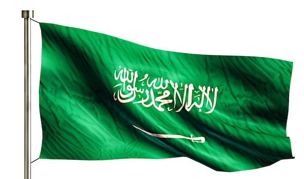 Photo gratuite arabie saoudite drapeau national isolé 3d fond blanc
