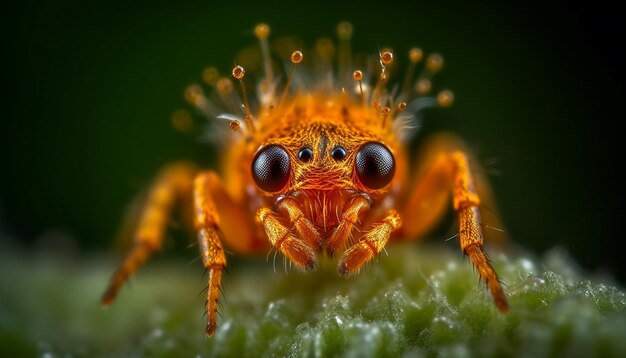 Photo gratuite arachnide fantasmagorique magnifié les yeux verts regardant le spectateur généré par l'ia