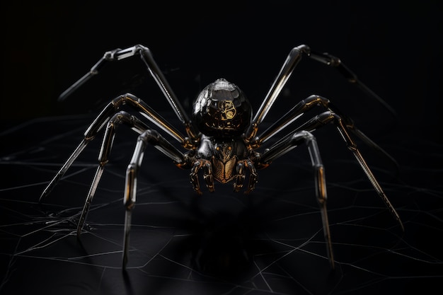 Photo gratuite une araignée robotique tridimensionnelle en métal