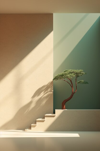arbre 3d avec fond de lumière du soleil