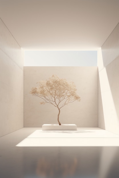 Photo gratuite arbre 3d à la lumière du soleil