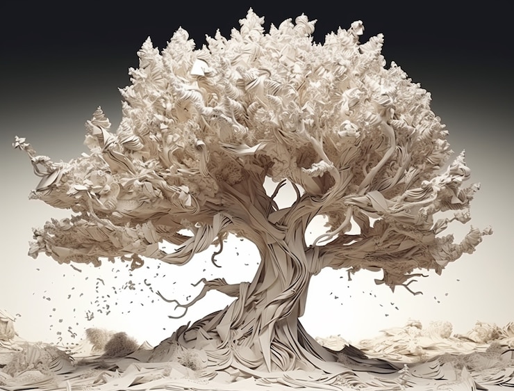 Photo gratuit arbre blanc tridimensionnel