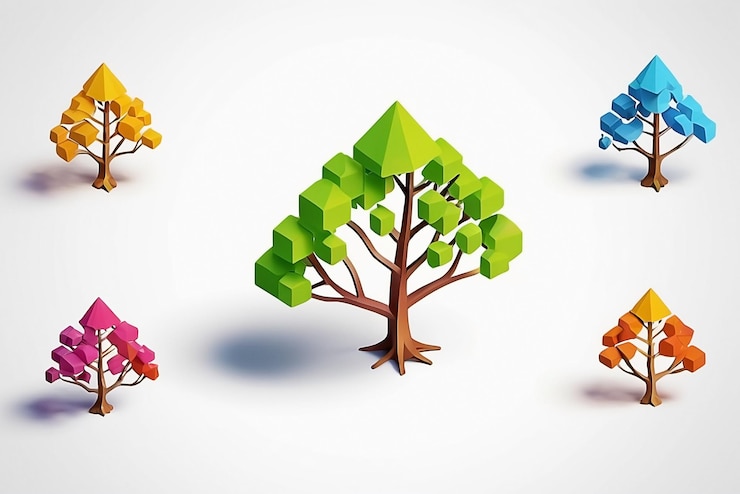 Photo gratuit arbre géométrique coloré