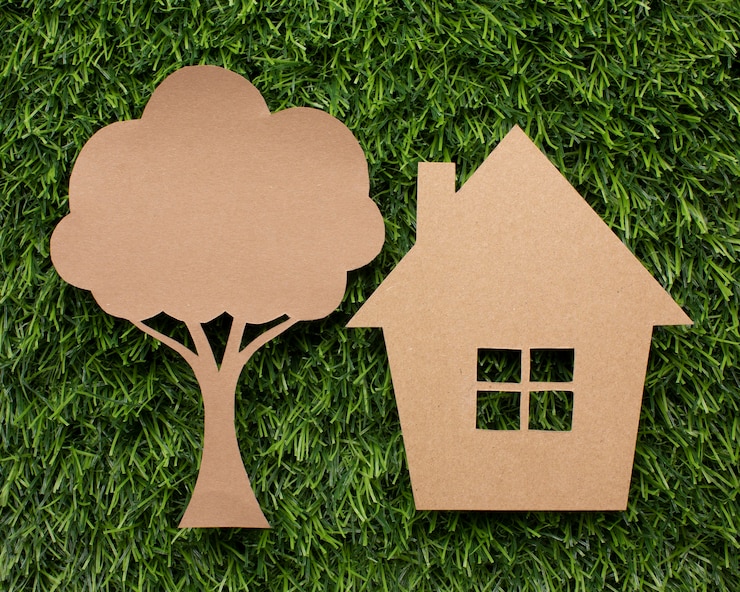 Photo gratuit arbre et maison de dessin animé