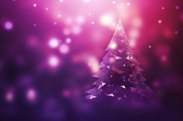 Photo gratuite arbre de noël magique abstrait avec fond bokeh rose et violet générative ai