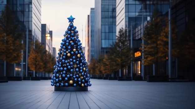 Arbre de Noël magnifiquement décoré dans la rue de la ville