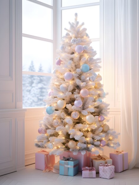 Arbre de Noël magnifiquement décoré à l'intérieur