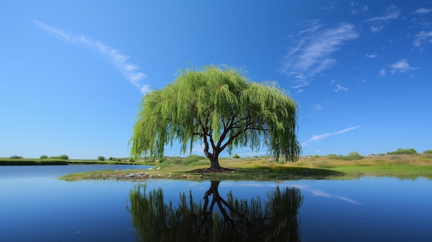 Photo gratuite arbre photoréaliste avec des branches et un tronc à l'extérieur dans la nature