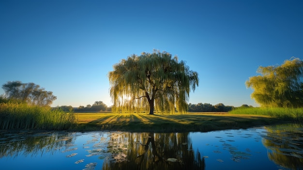 Photo gratuite arbre photoréaliste avec des branches et un tronc à l'extérieur dans la nature