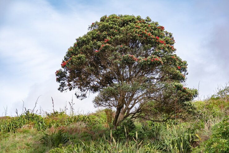 Photo gratuit arbre pohutukawa en fleurs