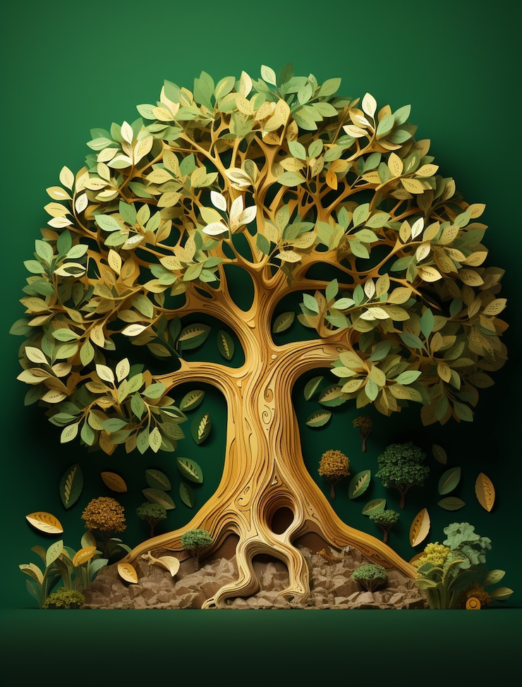 Photo gratuit arbre tridimensionnel avec du feuillage
