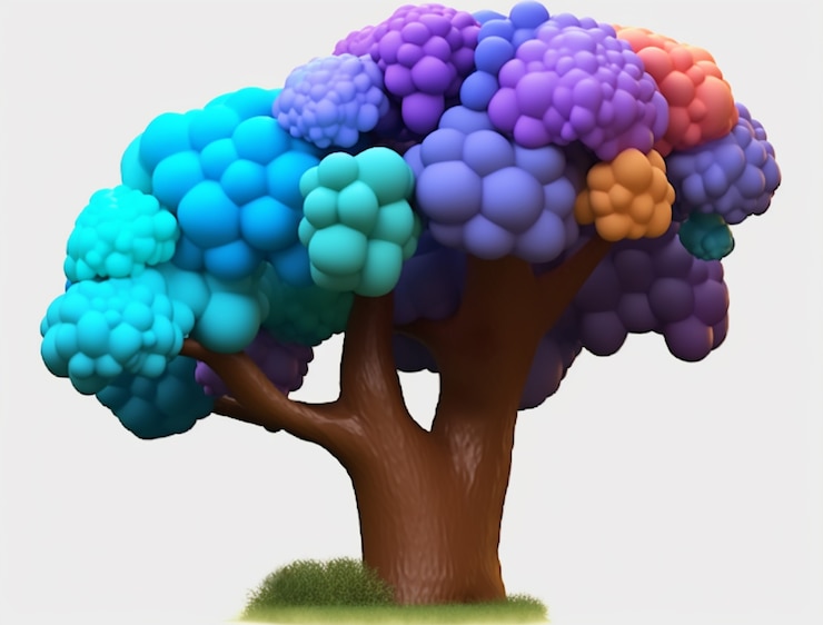 Photo gratuit arbre tridimensionnel avec du feuillage