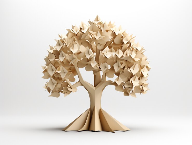 Photo gratuit arbre tridimensionnel de style papier