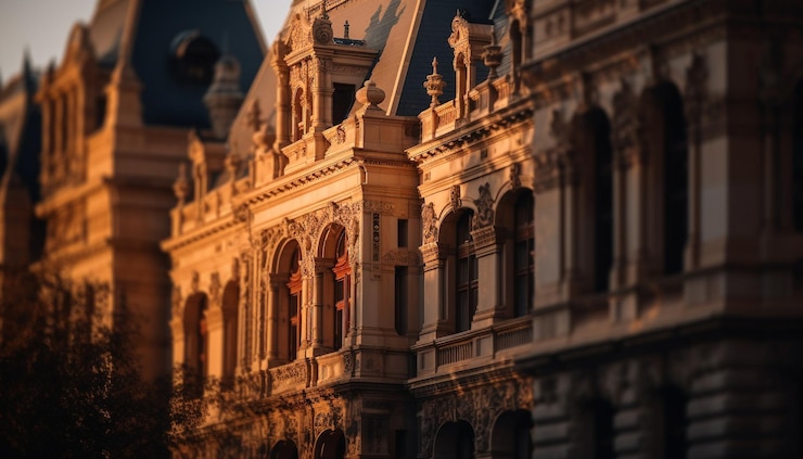 Photo gratuit l'architecture gothique illumine les rues de la vieille ville au crépuscule générée par l'ia