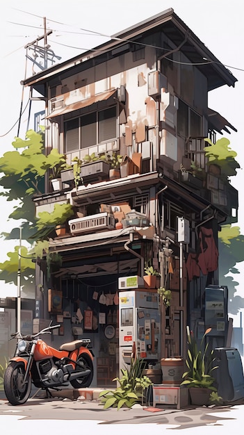 Photo gratuite l'architecture de la maison de style anime