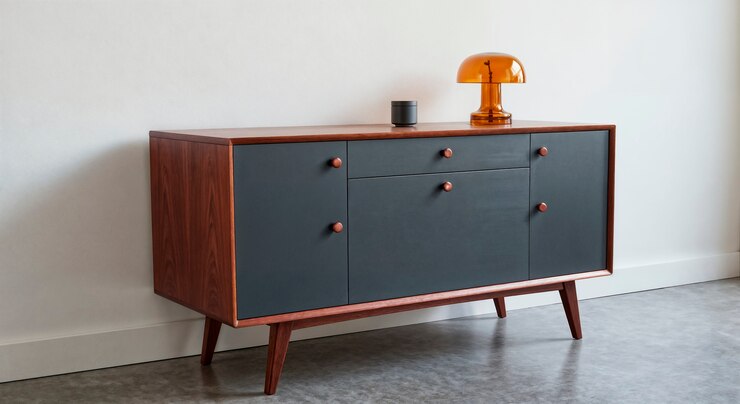 Photo gratuit armoire en bois moderne du milieu du siècle