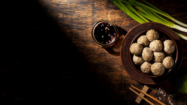 Arrangement de bakso indonésien traditionnel