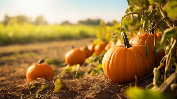 Photo gratuit arrangement de citrouilles à l'extérieur