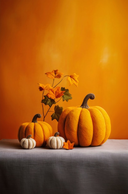 Arrangement de citrouilles en feutre d'aiguille