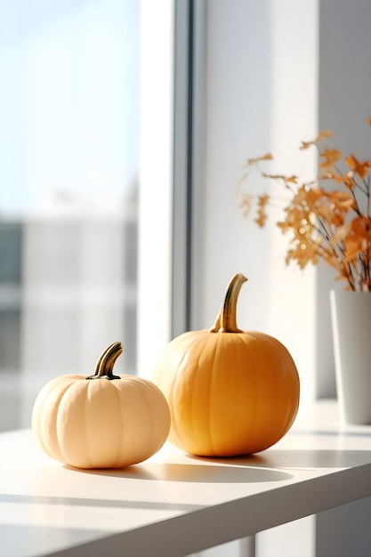 Photo gratuite arrangement de citrouilles à l'intérieur