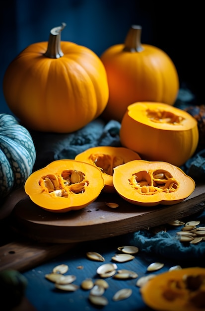 Photo gratuite arrangement de citrouilles à l'intérieur