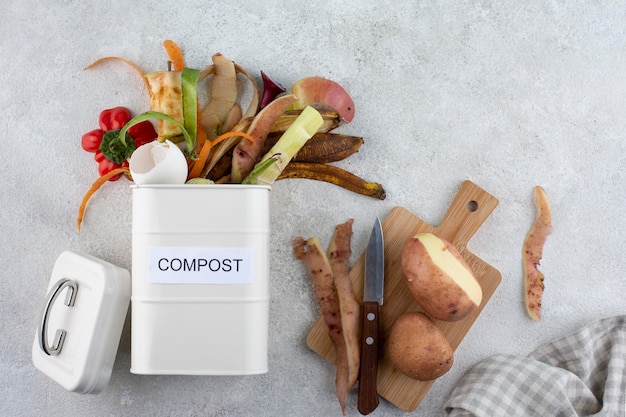 Arrangement de compost fait de nourriture pourrie