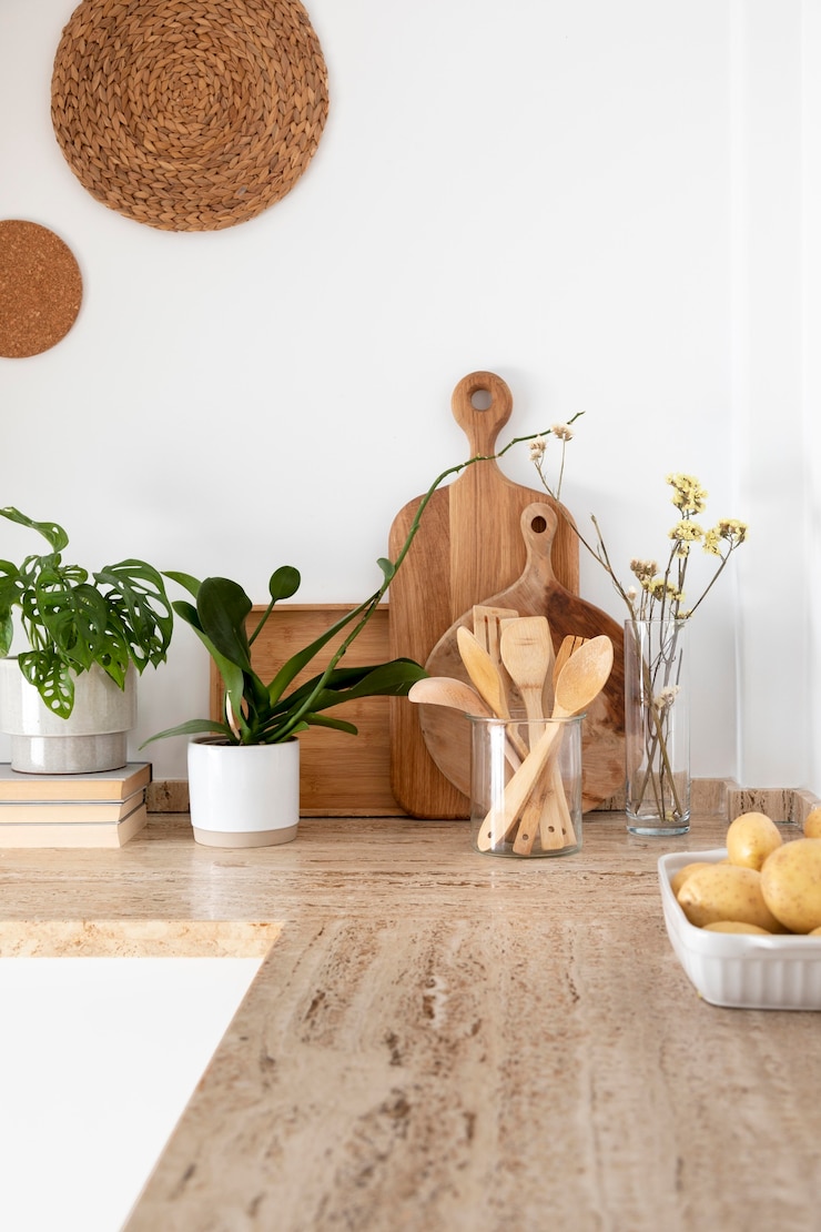 Photo gratuit arrangement créatif de cuisine pour la pratique du fengshui