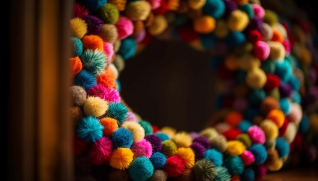 Arrangement de décoration orné de bijoux de balle autochtones vibrants généré par l'IA