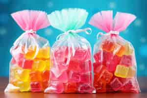 Photo gratuite arrangement de délicieux bonbons dans des sacs