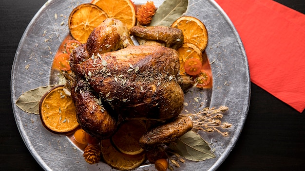 Arrangement de délicieux repas de Noël