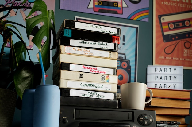 Arrangement d'emballage vhs vintage