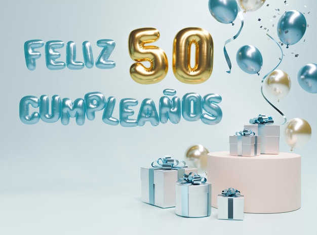 Arrangement festif du 50e anniversaire avec des ballons