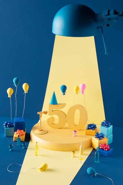 Arrangement festif du 50e anniversaire avec des ballons